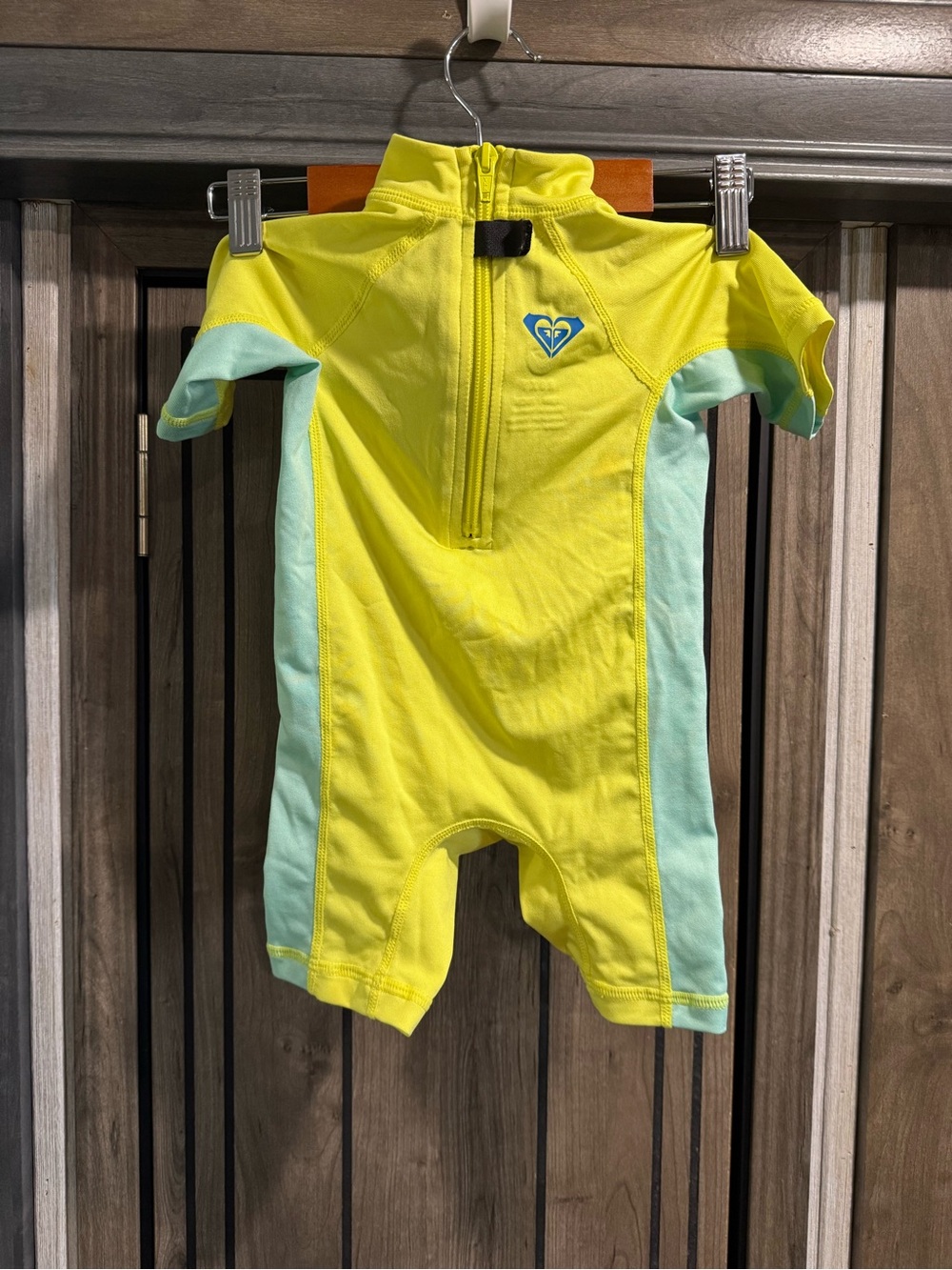Roxy Yellow and Blue Short Sleeve Rashguard Swimsuit